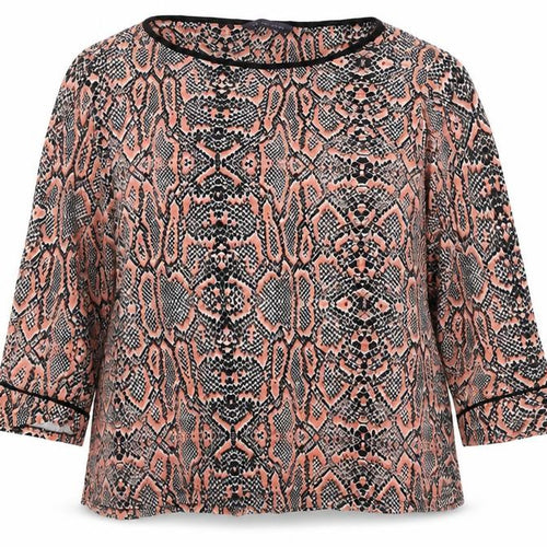 Marks and Spencer Womens Pink Animal Print Viscose Basic Blouse Size 20 Round Neck - Snakeskin Print