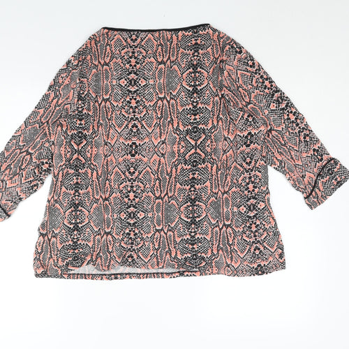 Marks and Spencer Womens Pink Animal Print Viscose Basic Blouse Size 20 Round Neck - Snakeskin Print