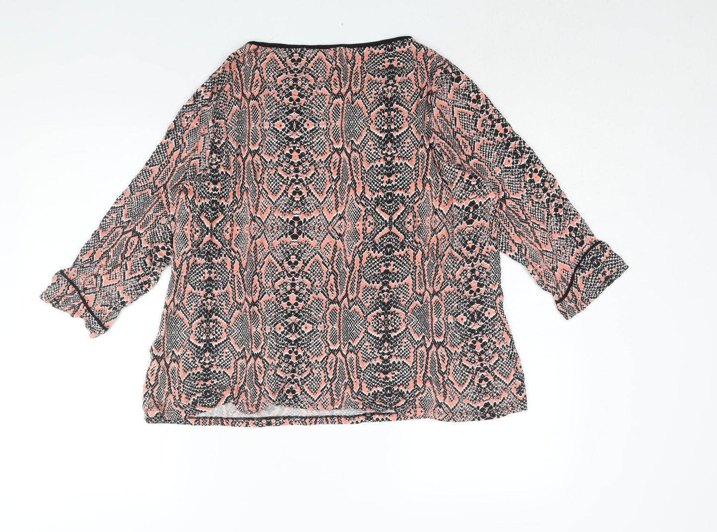 Marks and Spencer Womens Pink Animal Print Viscose Basic Blouse Size 20 Round Neck - Snakeskin Print