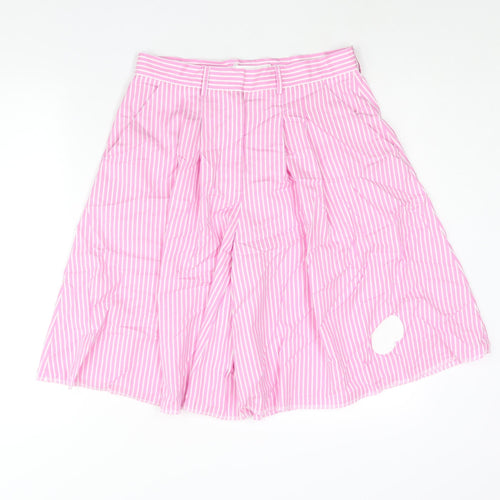 XIaoli Womens Pink Striped Cotton Bermuda Shorts Size S L11 in Regular Zip