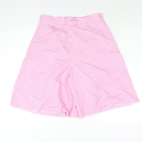 XIaoli Womens Pink Striped Cotton Bermuda Shorts Size S L11 in Regular Zip