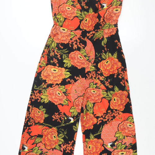 ASOS Womens Red Floral Polyester Jumpsuit One-Piece Size 10 L24 in Zip