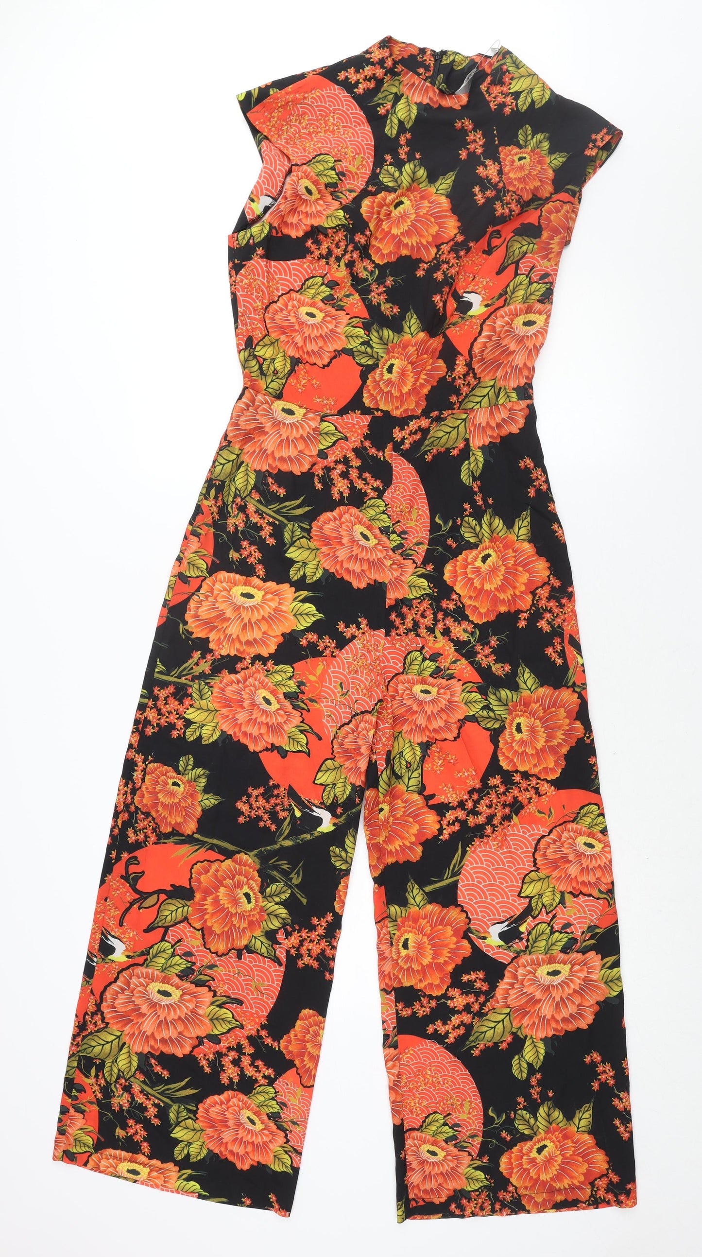 ASOS Womens Red Floral Polyester Jumpsuit One-Piece Size 10 L24 in Zip