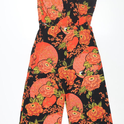 ASOS Womens Red Floral Polyester Jumpsuit One-Piece Size 10 L24 in Zip