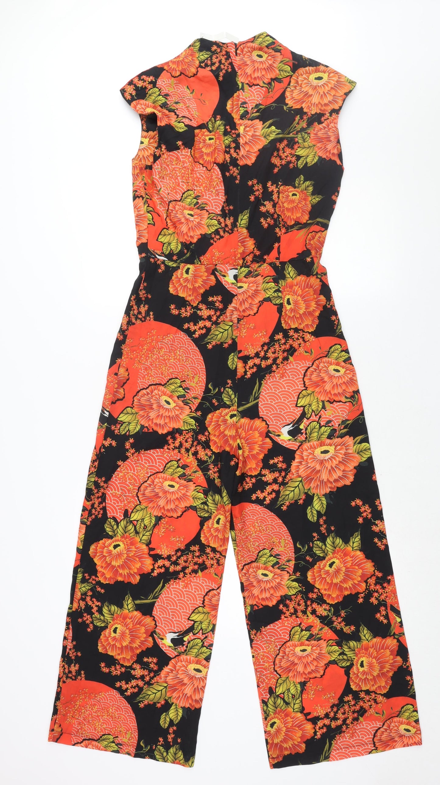 ASOS Womens Red Floral Polyester Jumpsuit One-Piece Size 10 L24 in Zip