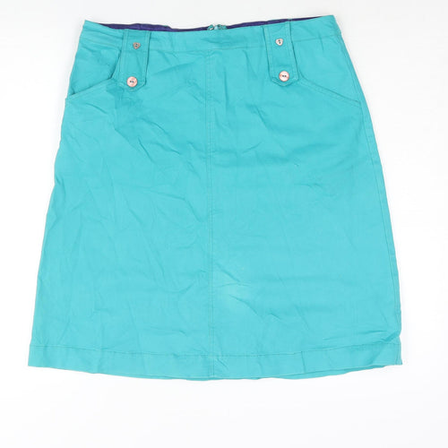 Mudd & Water Womens Blue Cotton A-Line Skirt Size 14 Zip