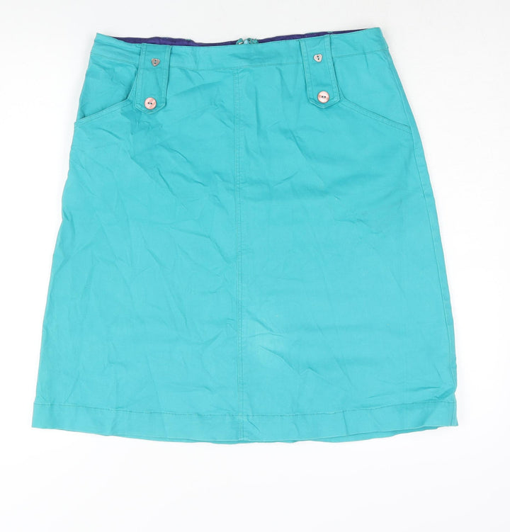 Mudd & Water Womens Blue Cotton A-Line Skirt Size 14 Zip