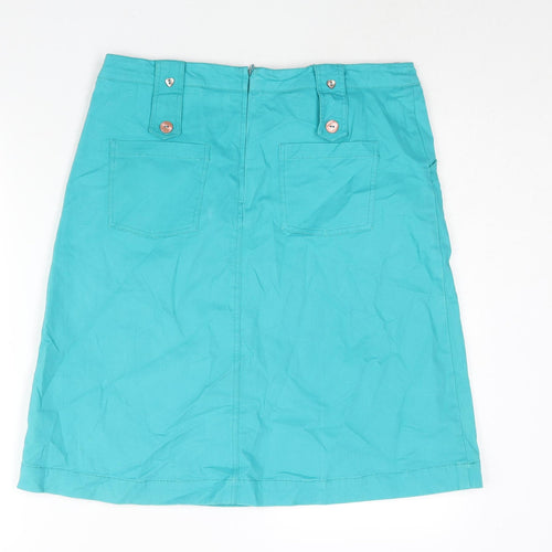 Mudd & Water Womens Blue Cotton A-Line Skirt Size 14 Zip