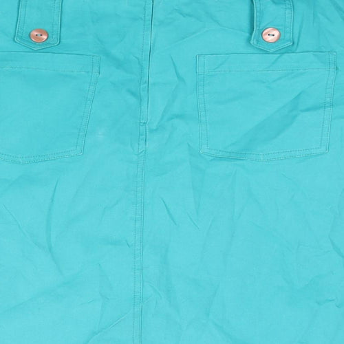 Mudd & Water Womens Blue Cotton A-Line Skirt Size 14 Zip