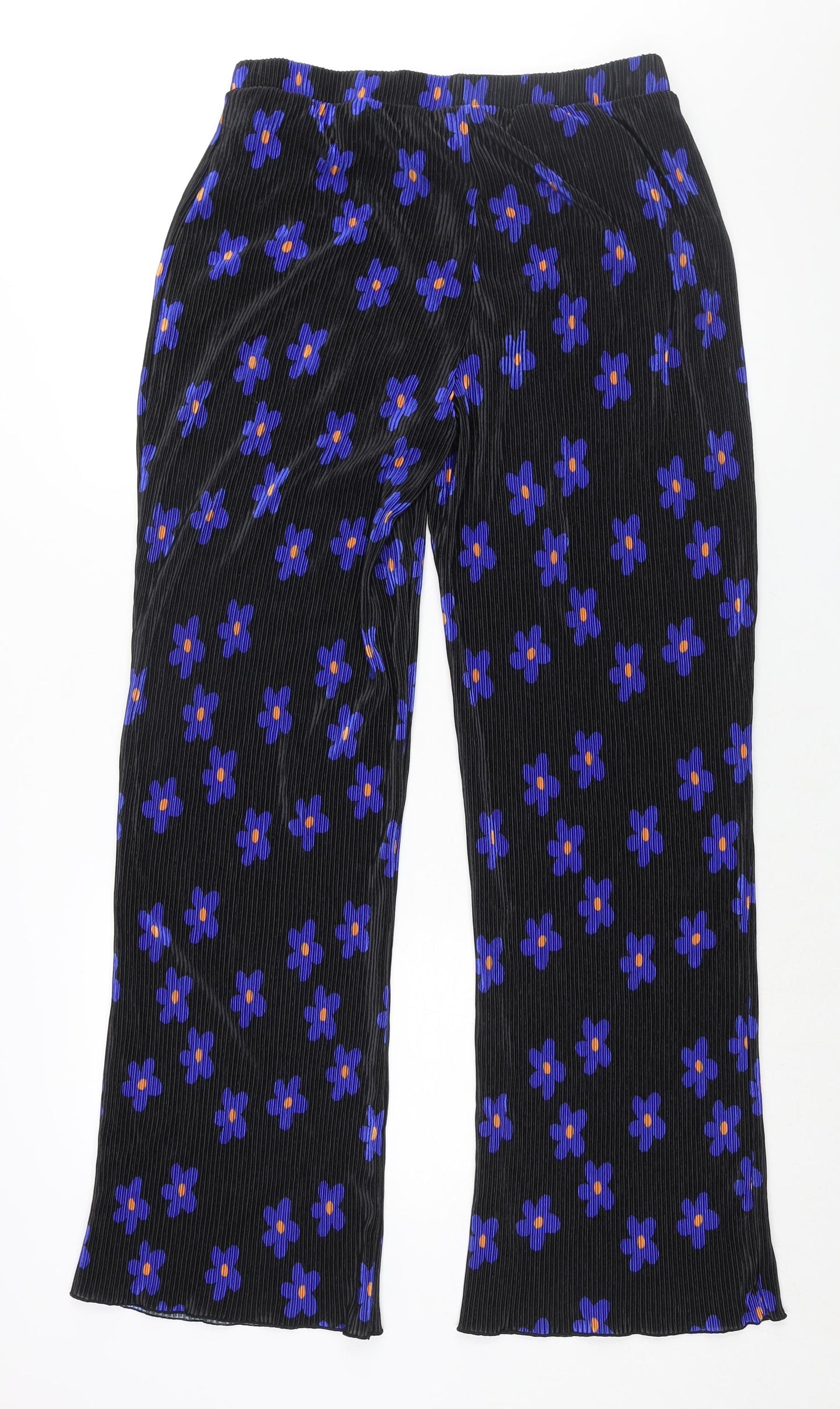 Pieces Womens Black Floral Polyester Trousers Size L L34 in Regular - Plisse