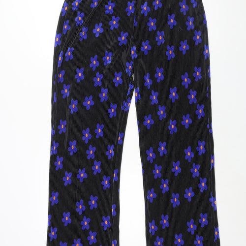 Pieces Womens Black Floral Polyester Trousers Size L L34 in Regular - Plisse