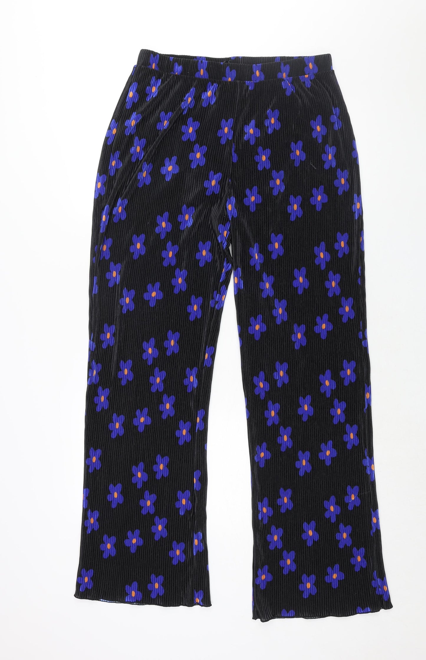 Pieces Womens Black Floral Polyester Trousers Size L L34 in Regular - Plisse