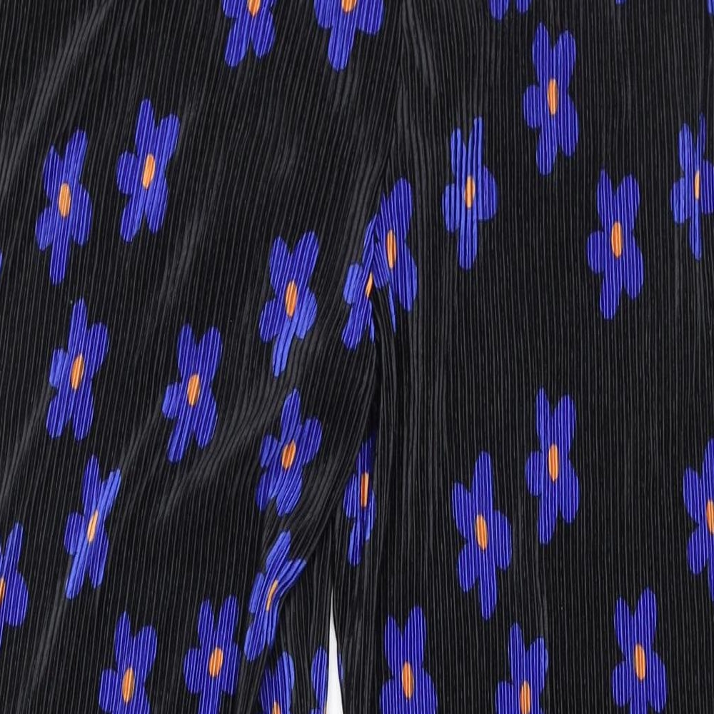 Pieces Womens Black Floral Polyester Trousers Size L L34 in Regular - Plisse