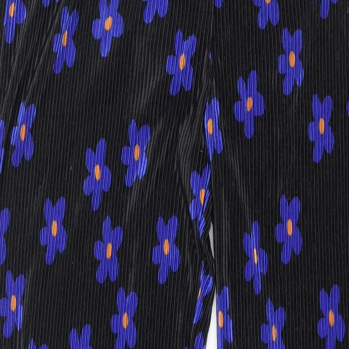 Pieces Womens Black Floral Polyester Trousers Size L L34 in Regular - Plisse