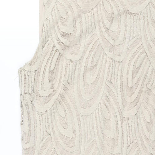 Wallis Womens Beige Polyester Shift Size 12 Round Neck Pullover