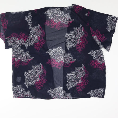 Originals Womens Blue Paisley Polyester Kimono Blouse Size L V-Neck
