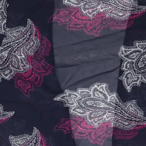 Originals Womens Blue Paisley Polyester Kimono Blouse Size L V-Neck