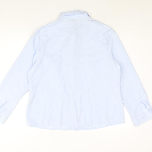 EWM Womens Blue Polyester Basic Button-Up Size 18 Collared - Pleat Detail