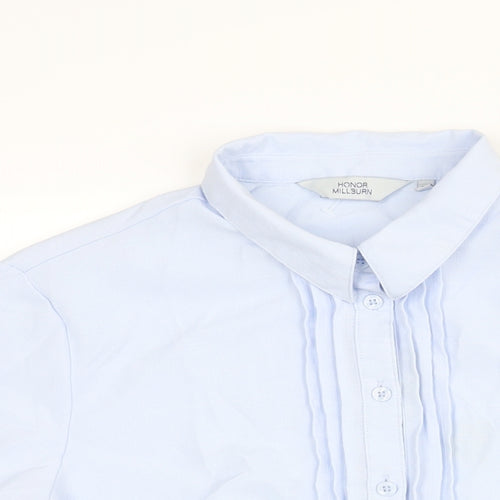 EWM Womens Blue Polyester Basic Button-Up Size 18 Collared - Pleat Detail