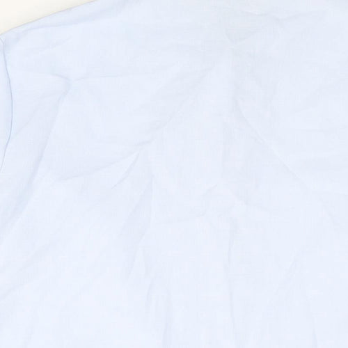 EWM Womens Blue Polyester Basic Button-Up Size 18 Collared - Pleat Detail