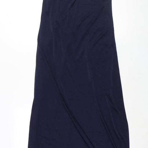 BCBGMAXAZRIA Womens Blue Polyester Maxi Size 2XS One Shoulder Tie - Stud Detail