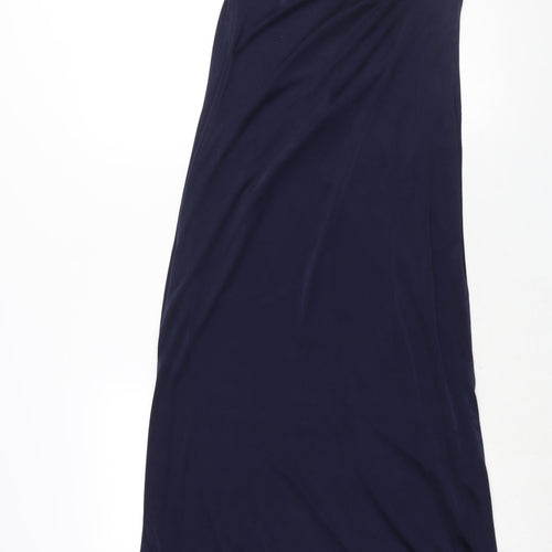 BCBGMAXAZRIA Womens Blue Polyester Maxi Size 2XS One Shoulder Tie - Stud Detail