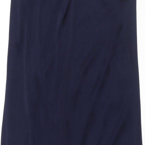 BCBGMAXAZRIA Womens Blue Polyester Maxi Size 2XS One Shoulder Tie - Stud Detail