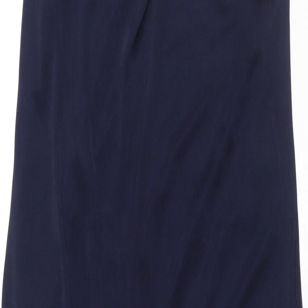 BCBGMAXAZRIA Womens Blue Polyester Maxi Size 2XS One Shoulder Tie - Stud Detail