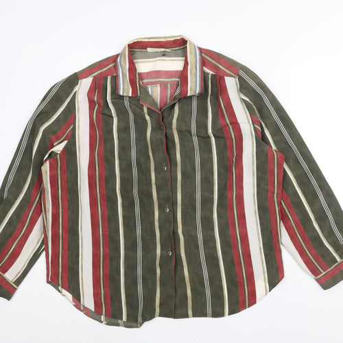 Christian Marcus Womens Multicoloured Striped Polyester Basic Button-Up Size 20 Collared - Vintage Shoulder Pads