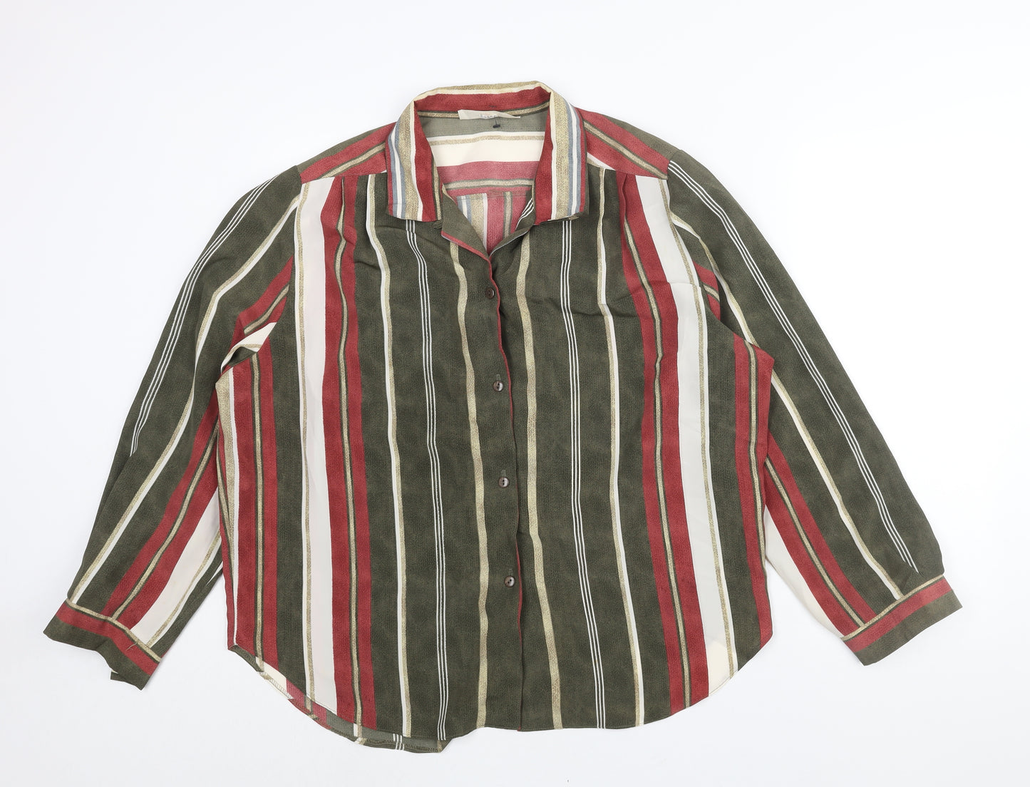 Christian Marcus Womens Multicoloured Striped Polyester Basic Button-Up Size 20 Collared - Vintage Shoulder Pads