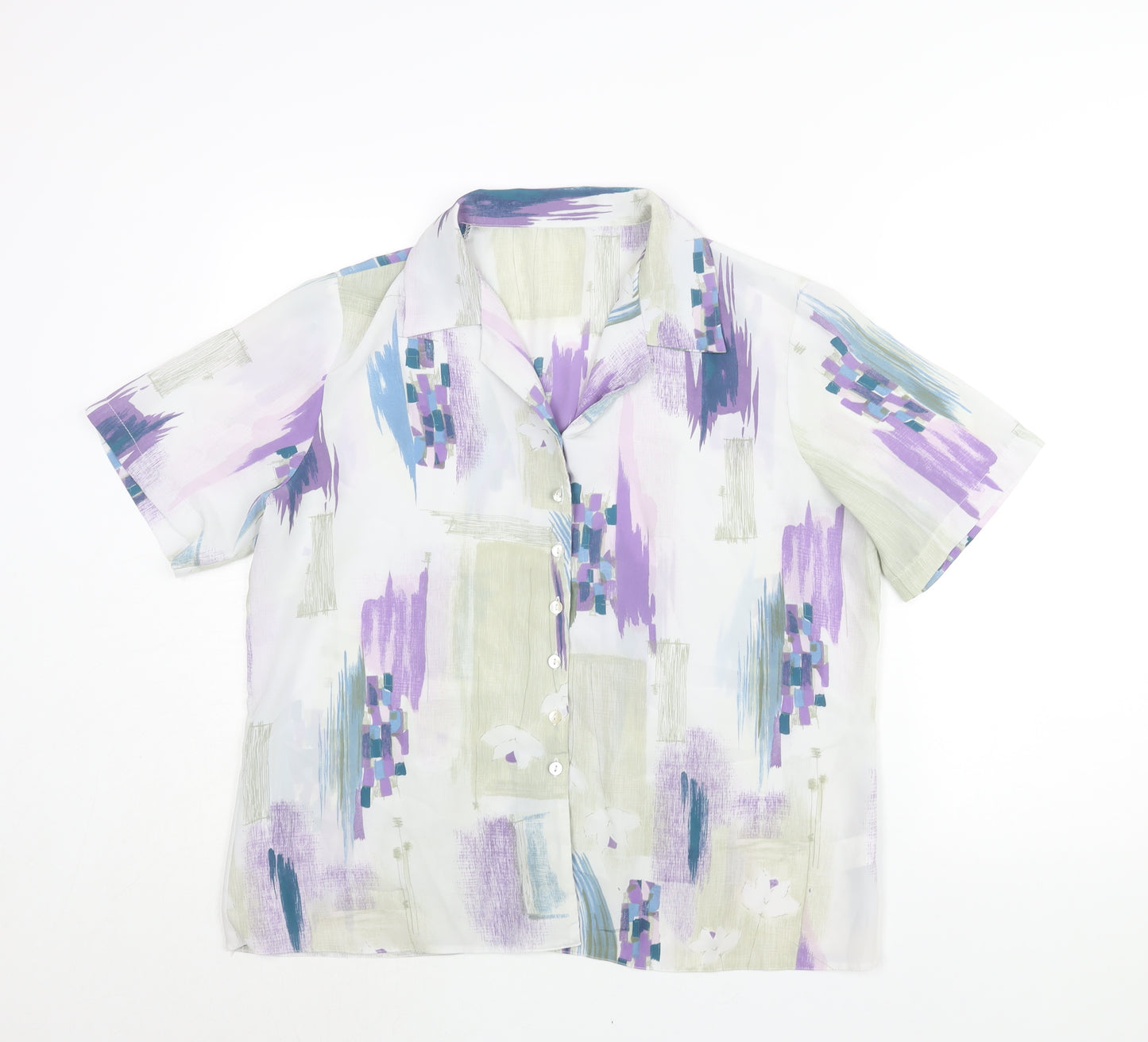 Berkertex Womens Multicoloured Geometric Polyester Basic Button-Up Size 18 Collared