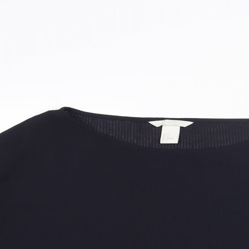 H&M Womens Blue Polyester Basic Blouse Size 14 Off the Shoulder - Frill Sleeve