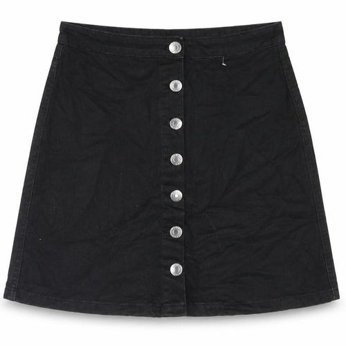 BHS Girls Black Cotton A-Line Skirt Size 15-16 Years Regular Button