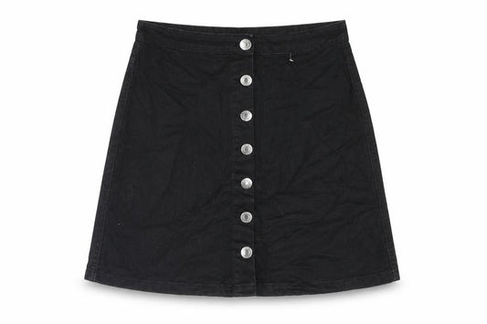 BHS Girls Black Cotton A-Line Skirt Size 15-16 Years Regular Button