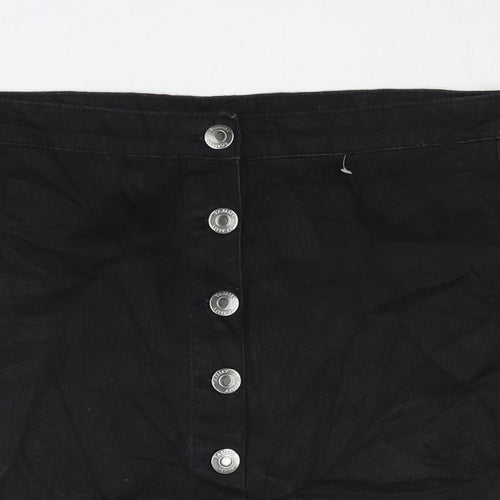 BHS Girls Black Cotton A-Line Skirt Size 15-16 Years Regular Button