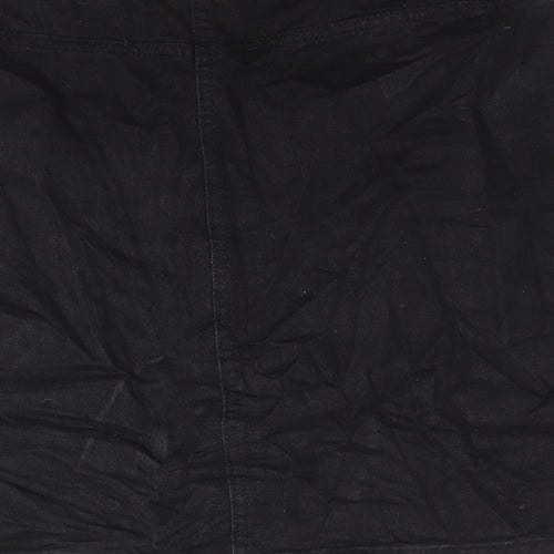 BHS Girls Black Cotton A-Line Skirt Size 15-16 Years Regular Button