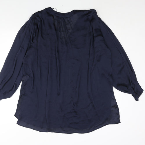 Zara Womens Blue Polyester Tunic Blouse Size S V-Neck
