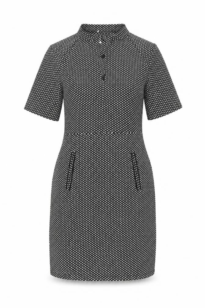 Next Womens Black Geometric Polyester Shift Size 8 V-Neck Pullover