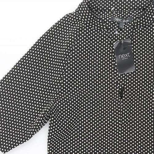 NEXT Womens Black Geometric Polyester Shift Size 8 V-Neck Pullover