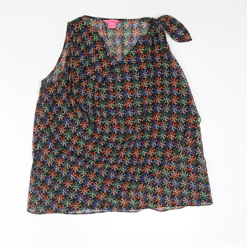 Monsoon Womens Multicoloured Geometric Polyester Camisole Blouse Size 8 Cowl Neck - Semi Sheer