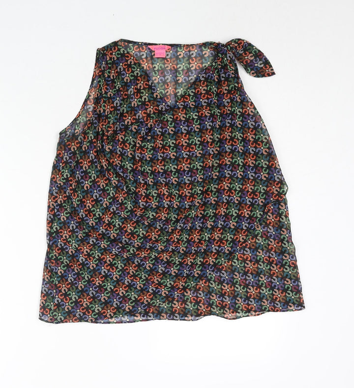 Monsoon Womens Multicoloured Geometric Polyester Camisole Blouse Size 8 Cowl Neck - Semi Sheer