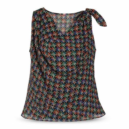 Monsoon Womens Multicoloured Geometric Polyester Camisole Blouse Size 8 Cowl Neck - Semi Sheer