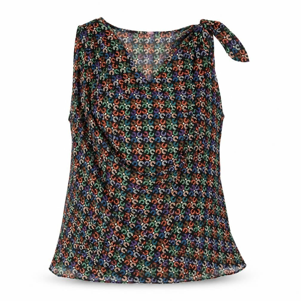 Monsoon Womens Multicoloured Geometric Polyester Camisole Blouse Size 8 Cowl Neck - Semi Sheer