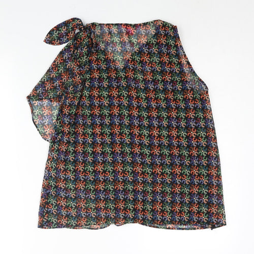 Monsoon Womens Multicoloured Geometric Polyester Camisole Blouse Size 8 Cowl Neck - Semi Sheer