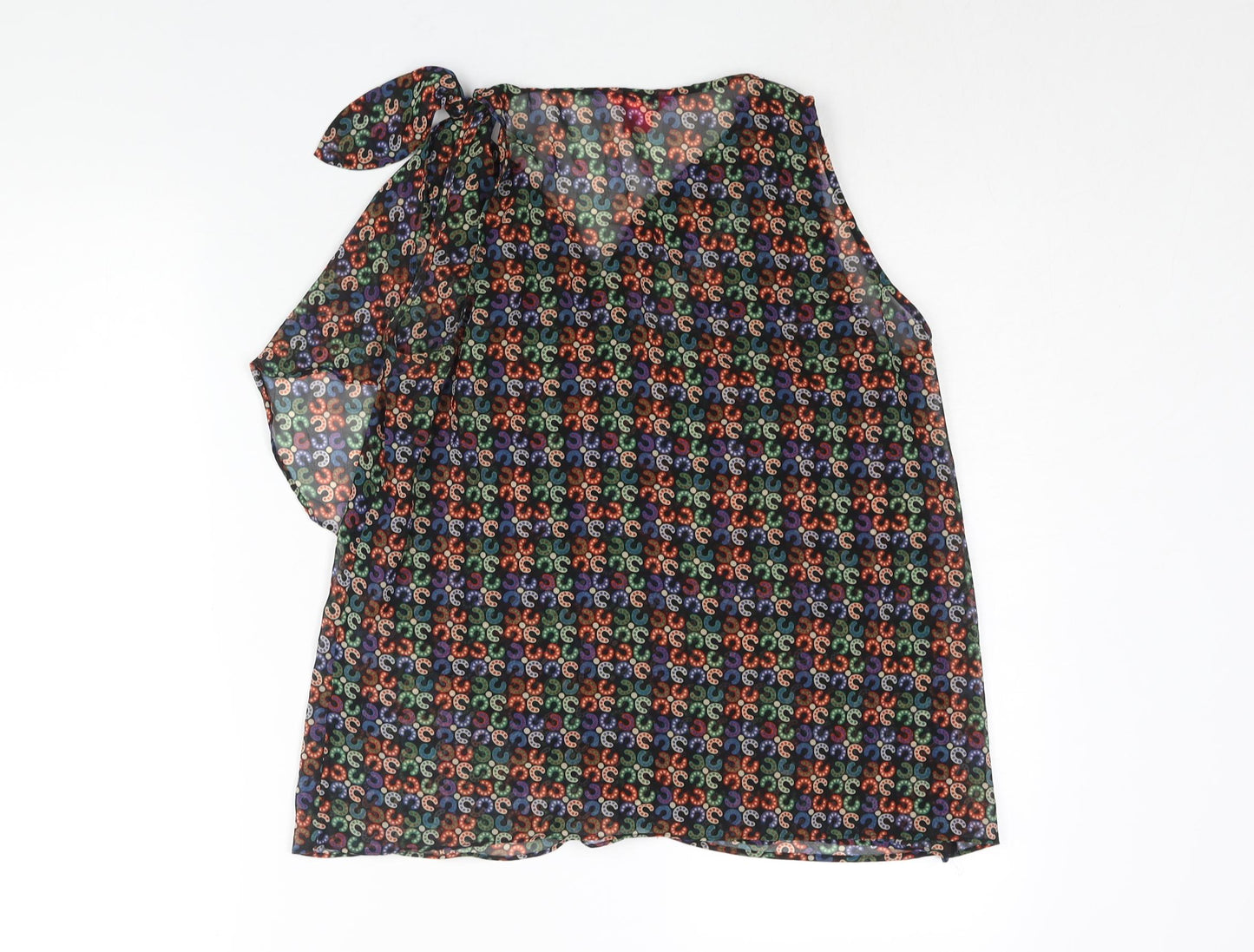 Monsoon Womens Multicoloured Geometric Polyester Camisole Blouse Size 8 Cowl Neck - Semi Sheer