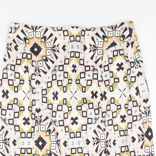 French Connection Womens Multicoloured Geometric Cotton Straight & Pencil Skirt Size 8 Zip