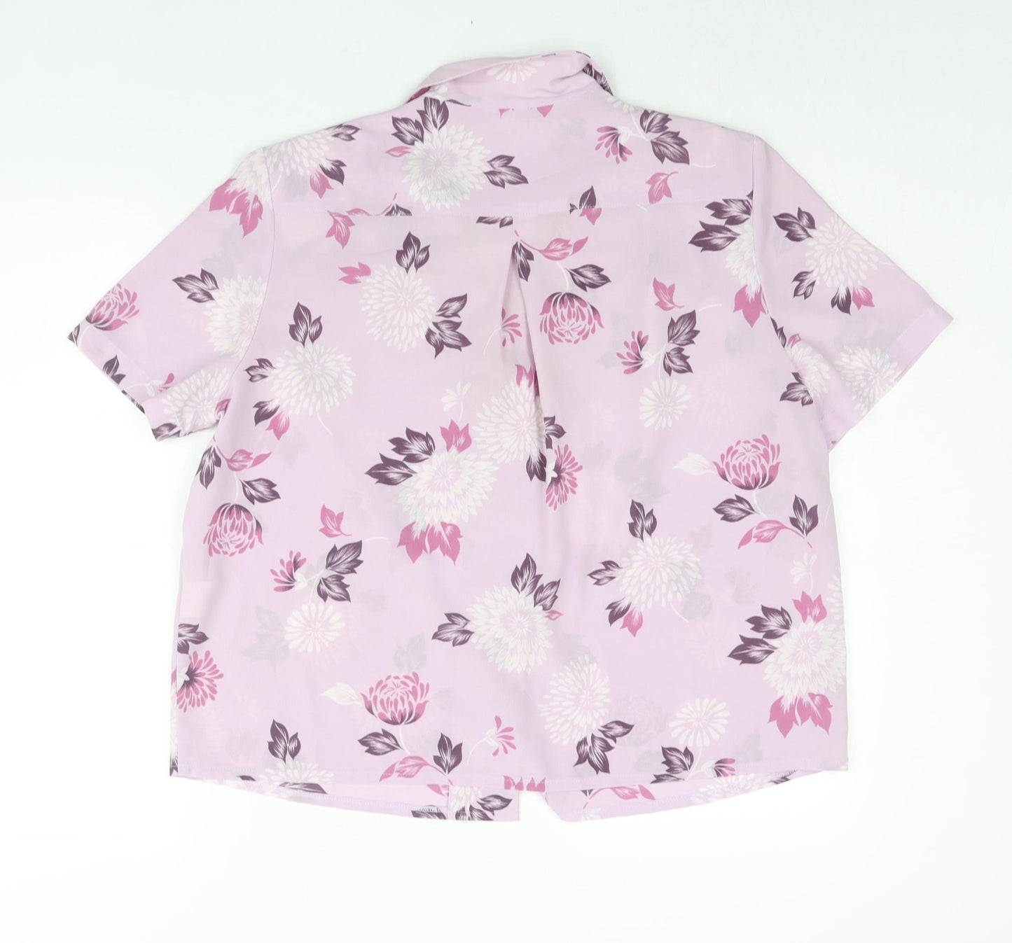 Eastex Womens Purple Floral Polyester Basic Button-Up Size 16 Collared