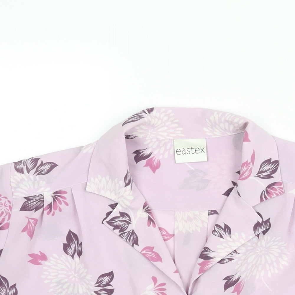 Eastex Womens Purple Floral Polyester Basic Button-Up Size 16 Collared