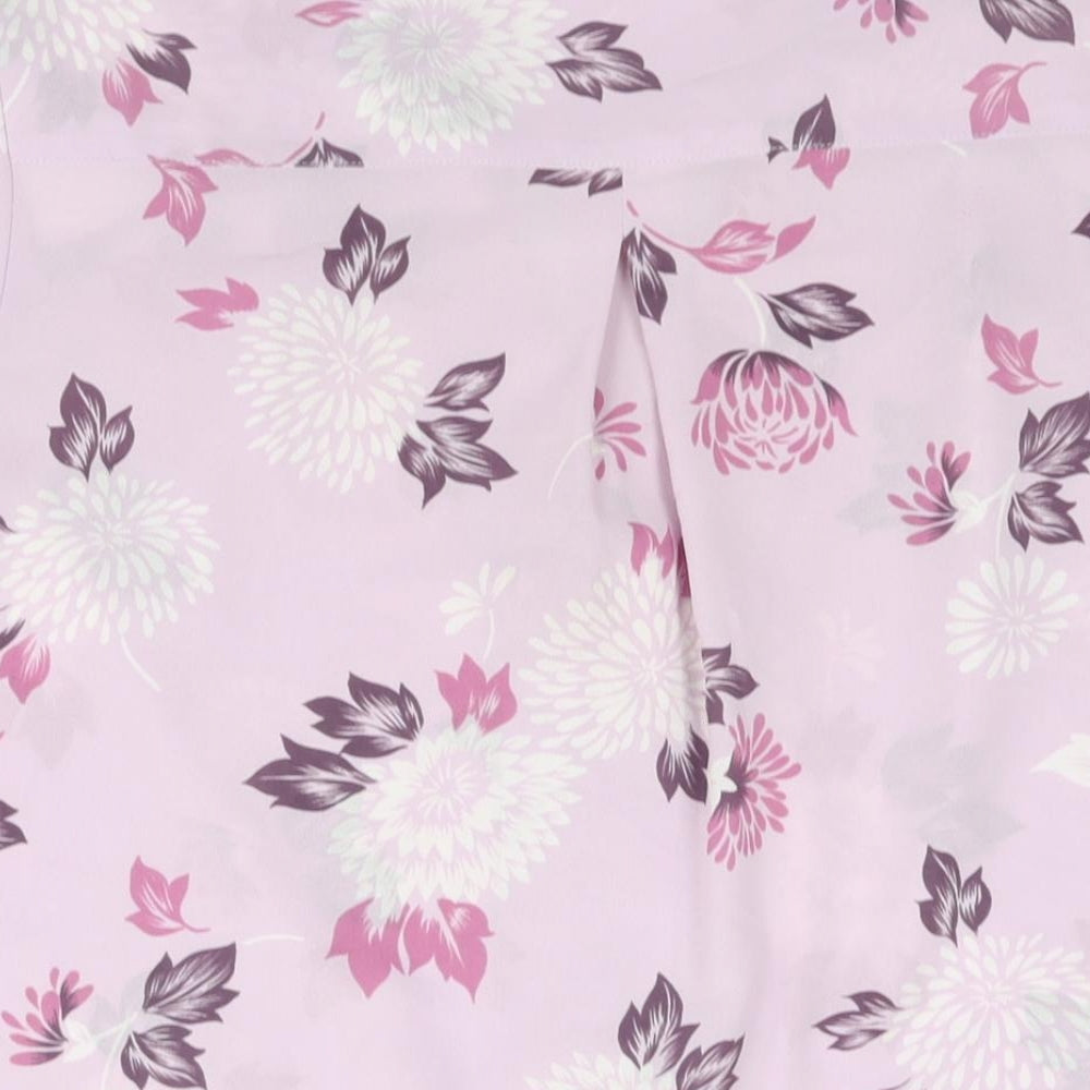 Eastex Womens Purple Floral Polyester Basic Button-Up Size 16 Collared