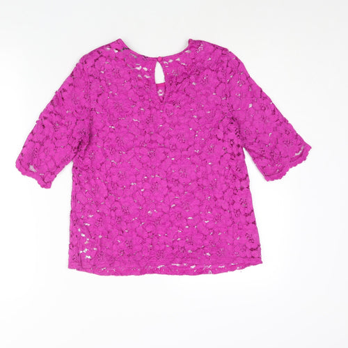Dorothy Perkins Womens Pink Nylon Basic Blouse Size 12 Round Neck